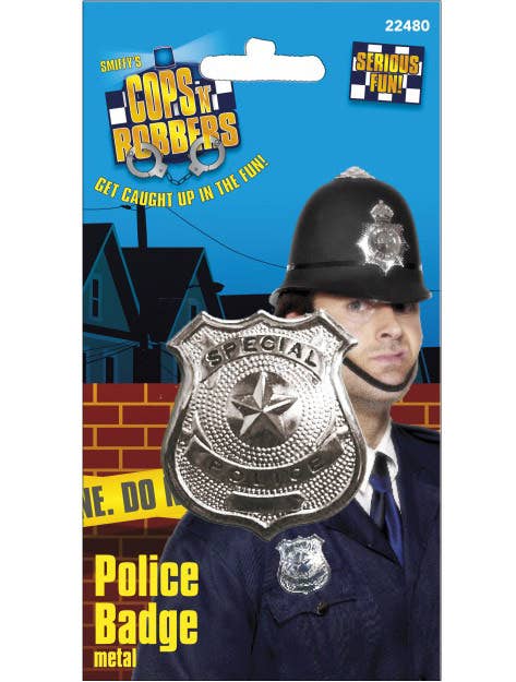 Silver Metal Special Police Badge Costume Accessory - Alternate Image