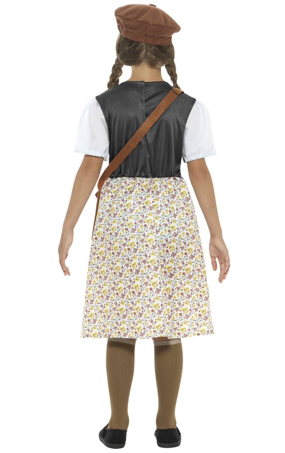 Kid's School Girl War Time Evacuee 1940's Fancy Dress Costume Back View