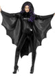 Large Black Satin Bat Costume Cape - Front Image