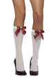White Knee High Women's Stockings with Red Bows Main Image