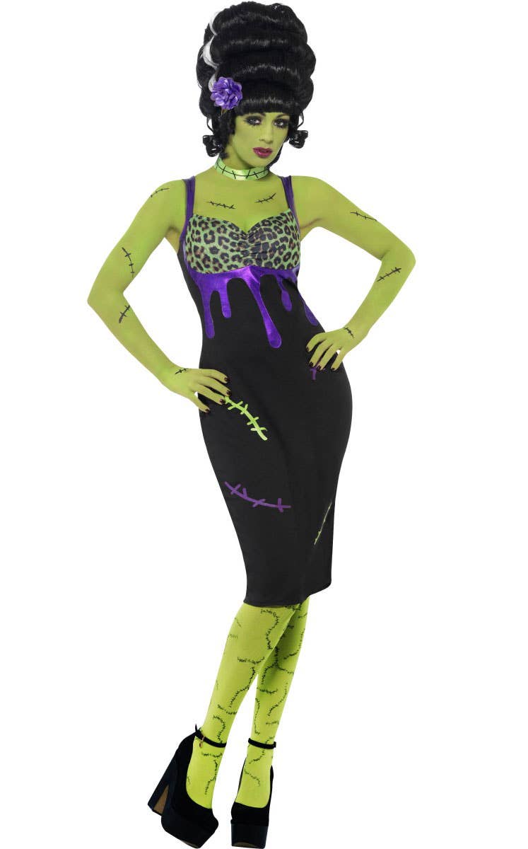 Pin Up Frankenstein's Bride Women's Halloween Costume - Front Image