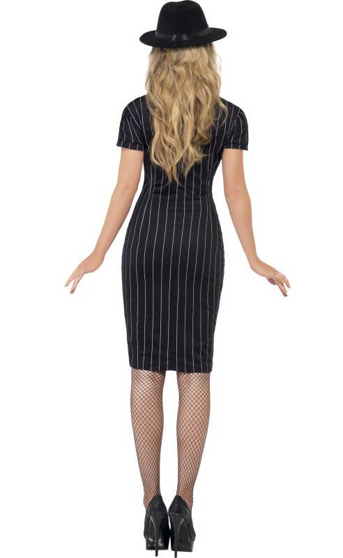 1920's Women's Black Mobster Costume Dress Back View