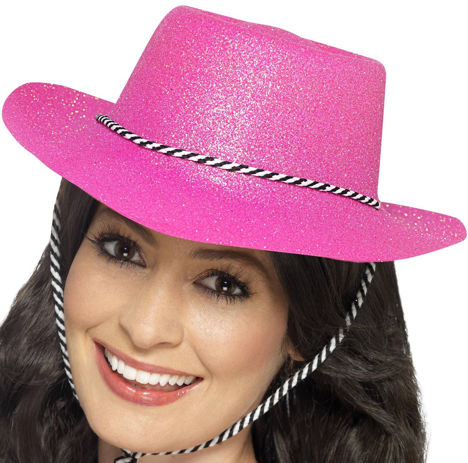 Women's Pink Glitter Cowboy Costume Accessory Hat Alternative Image