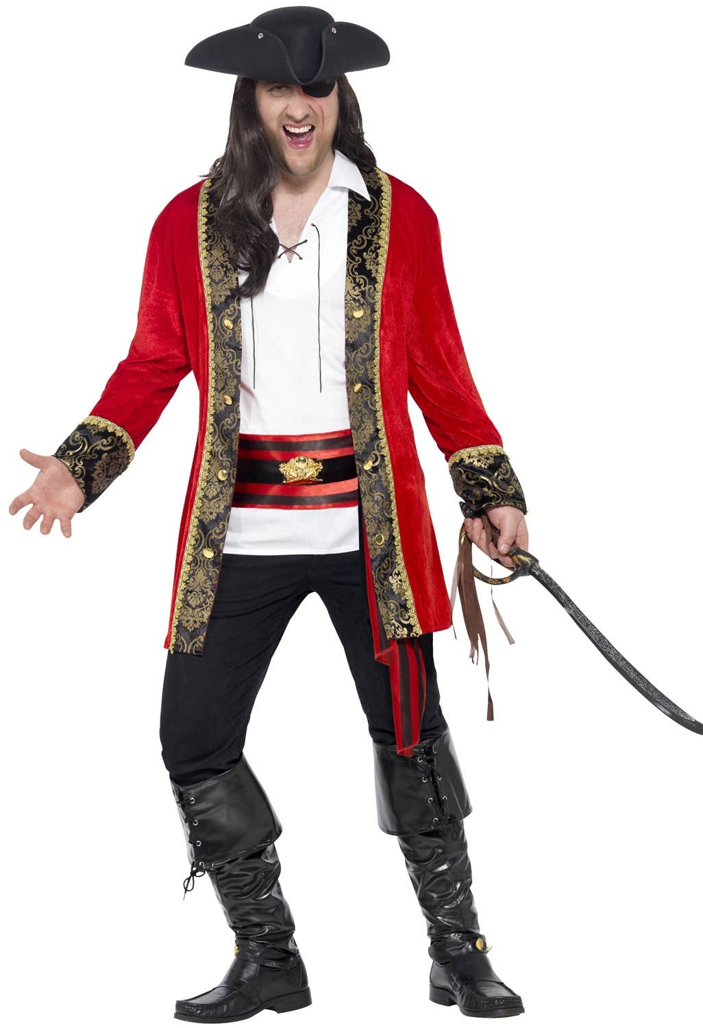 Men's Curves Pirate Captain Fancy Dress Costume Image 1