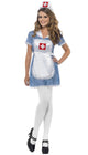 Women's Blue and White Naughty Nurse Costume Front View