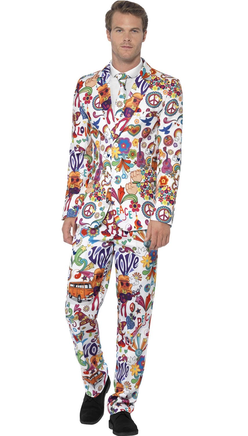 Groovy Print Retro Men's Stand Out 70s Dress Up Suit - Main Image