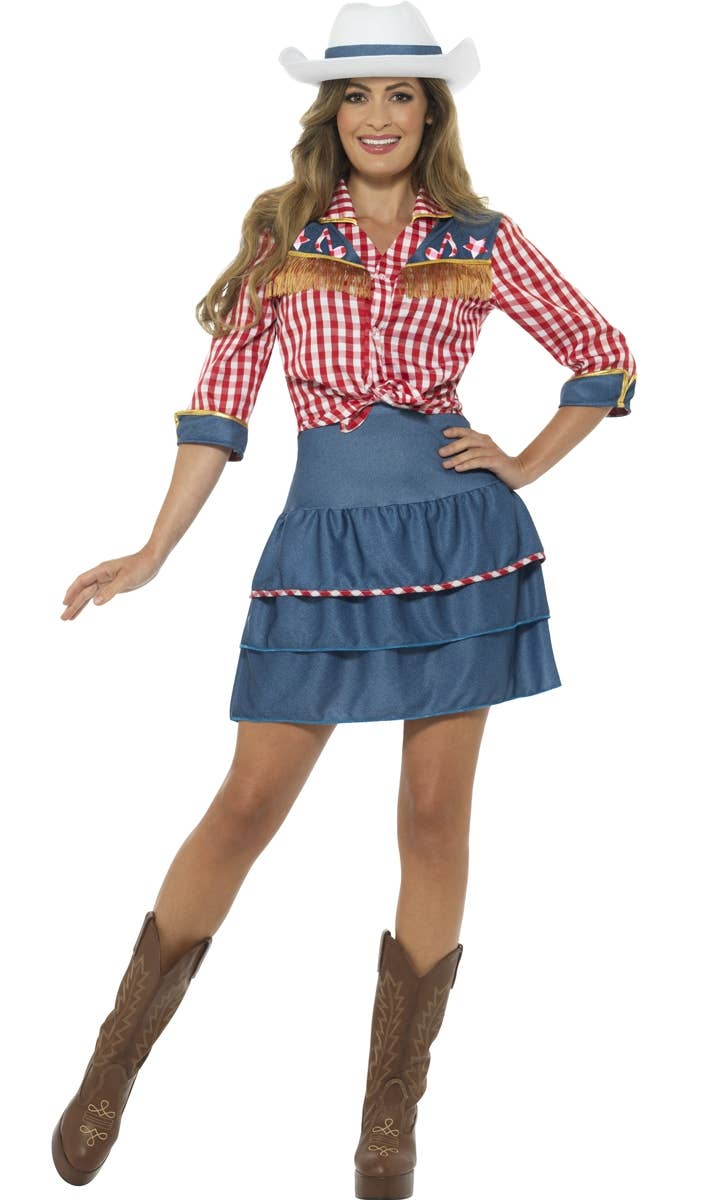 Women's Wild West Rodeo Doll Cowgirl Fancy Dress Costume Main Image