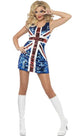 Sequinned Union Jack Women's Rule Britannia Costume Mini Dress - Front Image