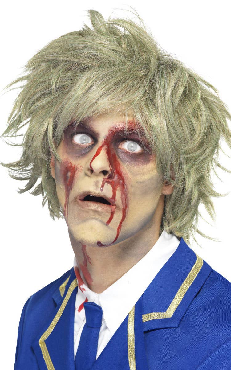 Green and Ginger Men's Short Messy Zombie Halloween Costume Wig