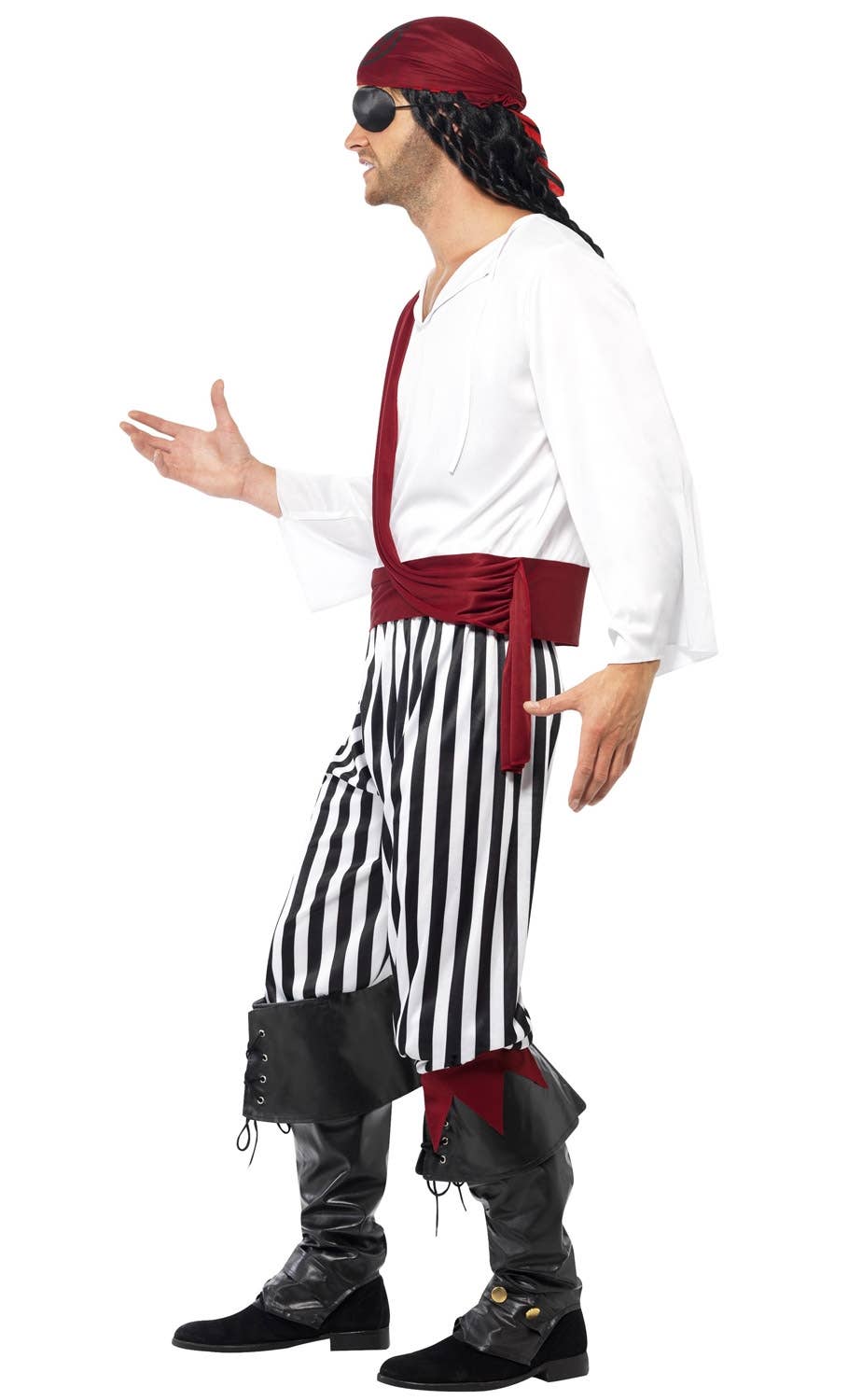 Black and White Striped Pirate Costume | Mens Scallywag Pirate Outfit