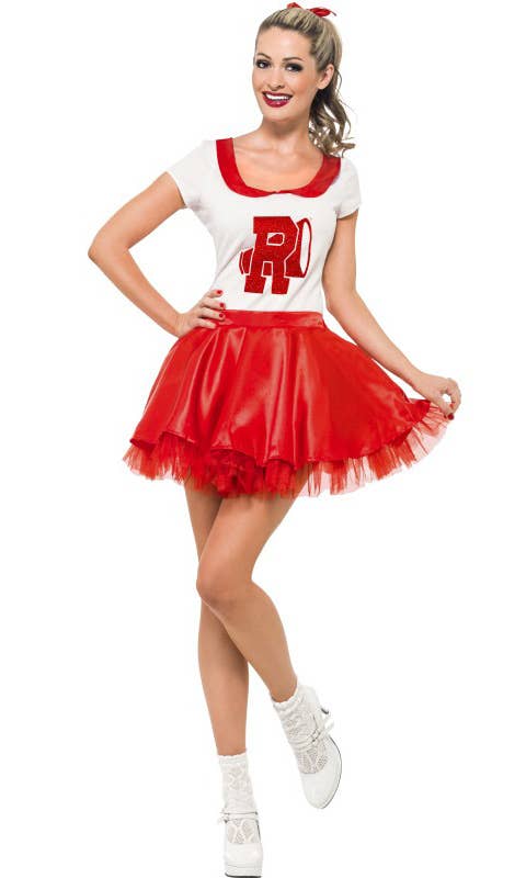 Women's Short Retro High School Cheerleader Costume Front