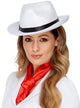 Womens White Velour 1920s Gangster Hat with Black Band - Main Image