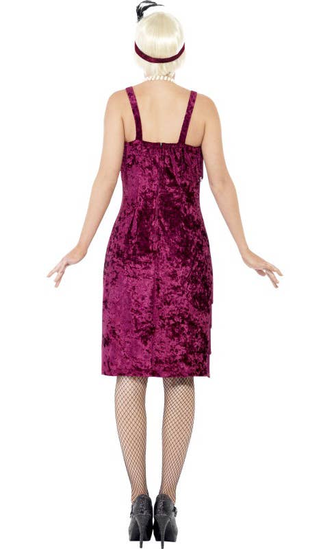 Burgundy Women's 1920s Flapper Dress Up Costume Back View
