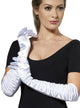 White Deluxe Satin Elbow Length Gloves With Side Ruching - Main Image