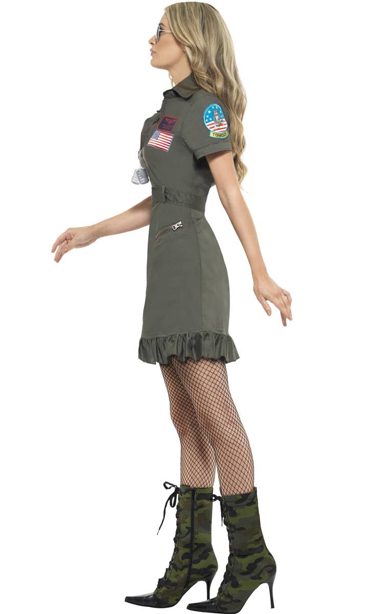 Sexy Top Gun Flight Suit Aviator Costume For Women Side Image