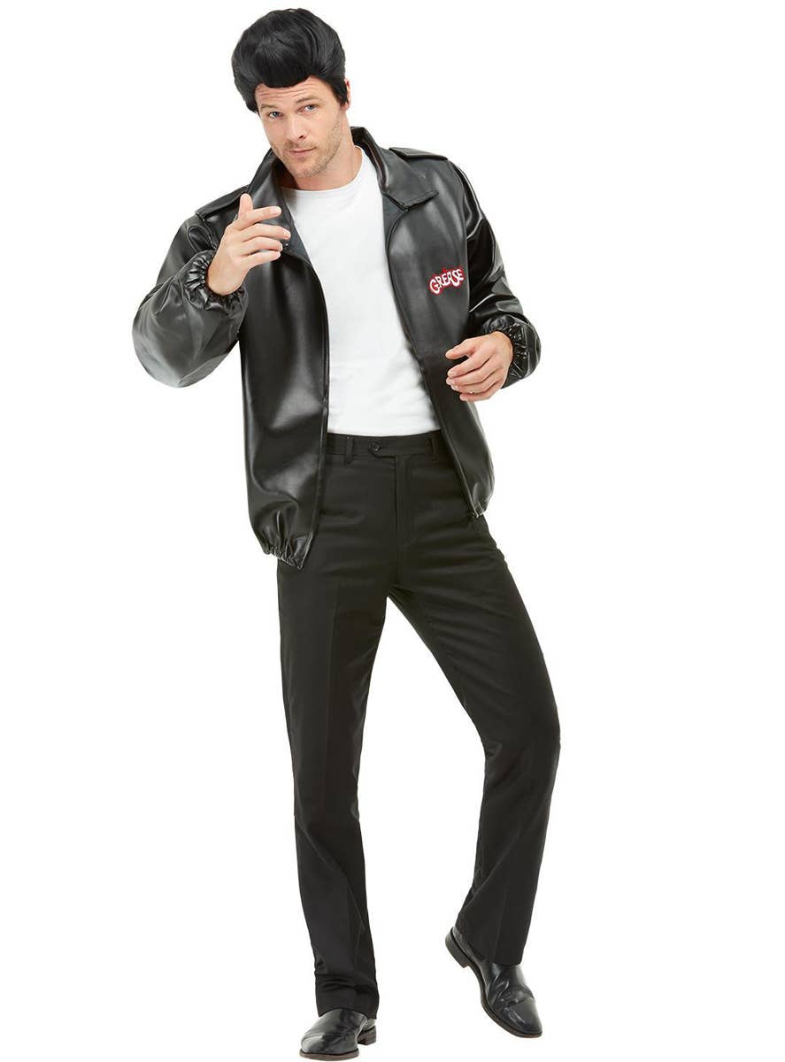 T-Birds Black Leather Jacket | Mens 1950s Grease Costume Jacket T-Birds Black Leather Jacket | Mens 1950s Grease Costume Jacket