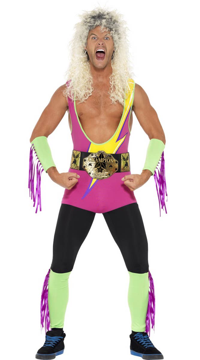 1980's Wrestler Men's Novelty Fancy Dress Costume Front