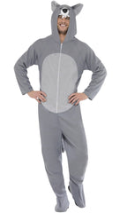 Men's Grey Wolf Fancy Dress Animal Costume Main Image