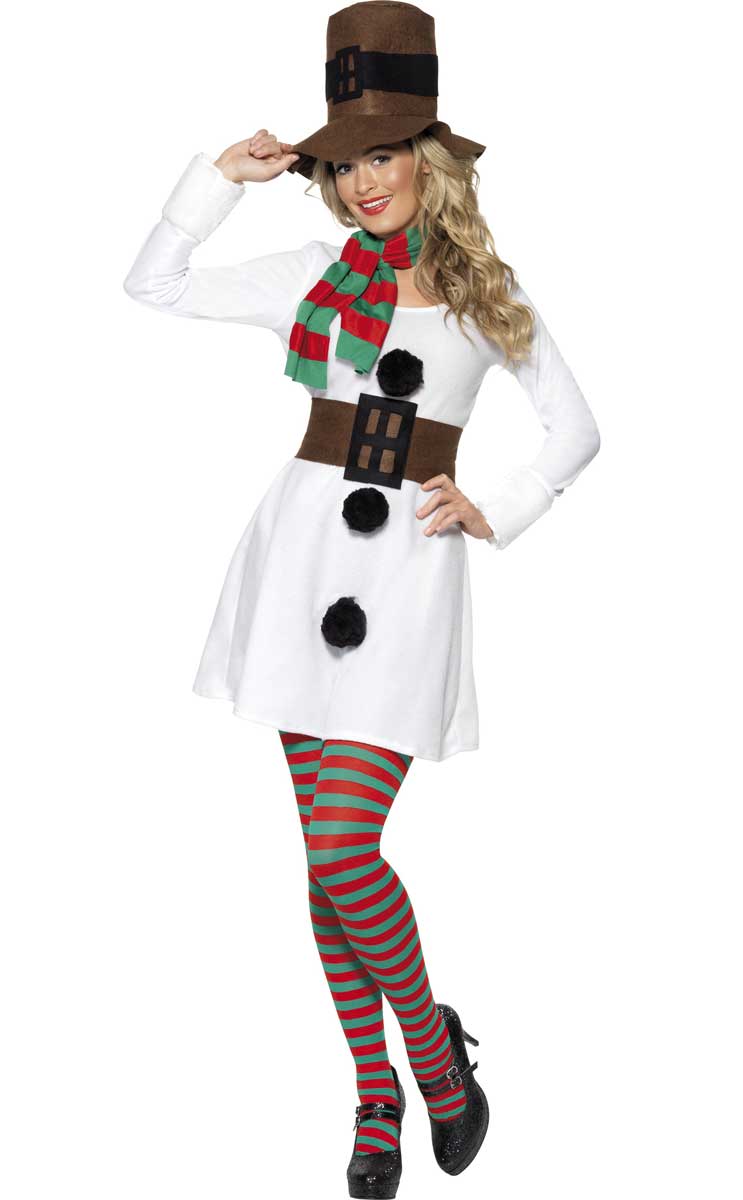 Women's Snowman Fancy Dress Costume Front View