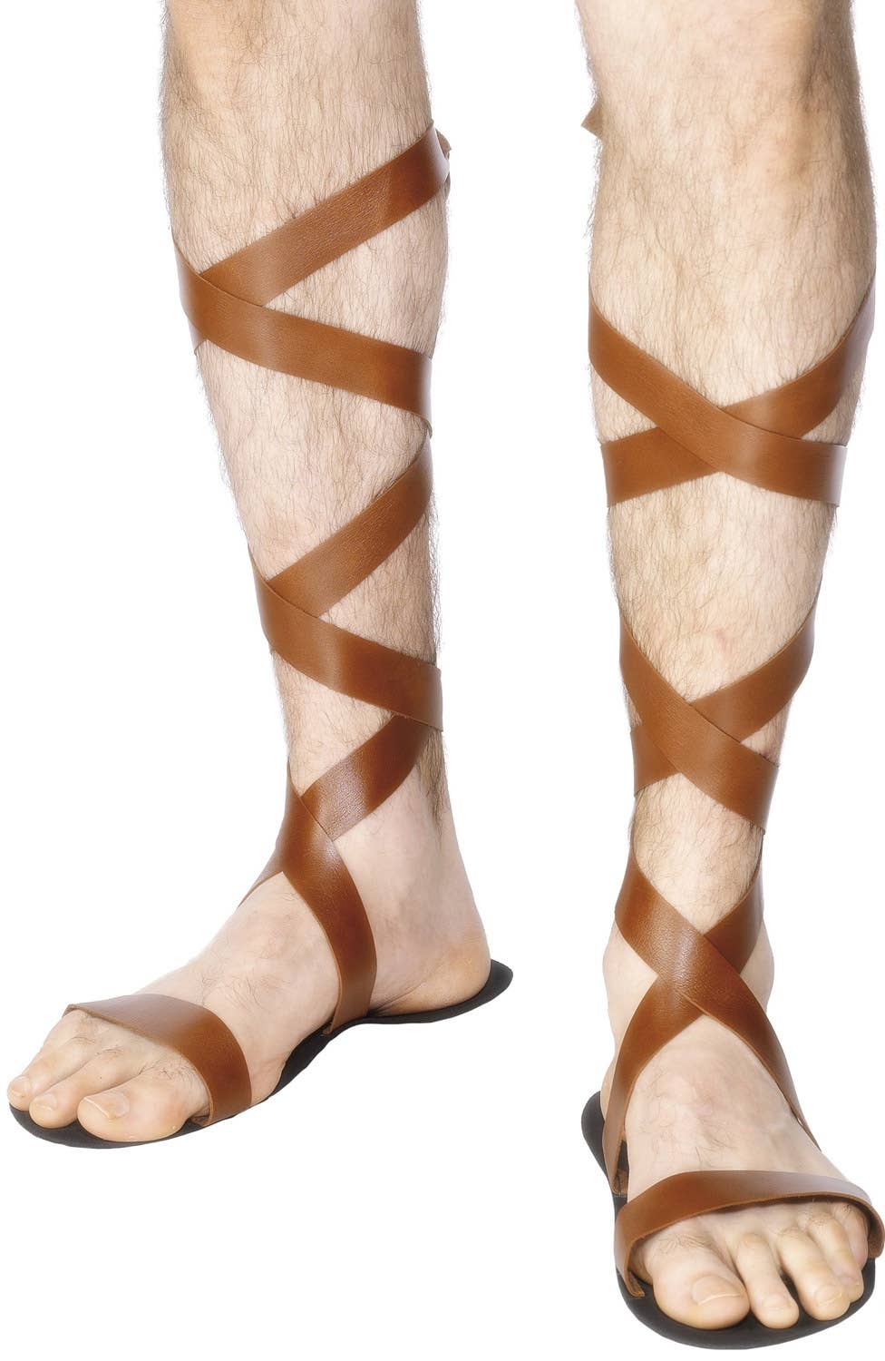 Men's Brown Roman Gladiator Costume Shoes Sandals View 1
