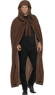 Long Brown Hooded Costume Robe For Adults - Front View