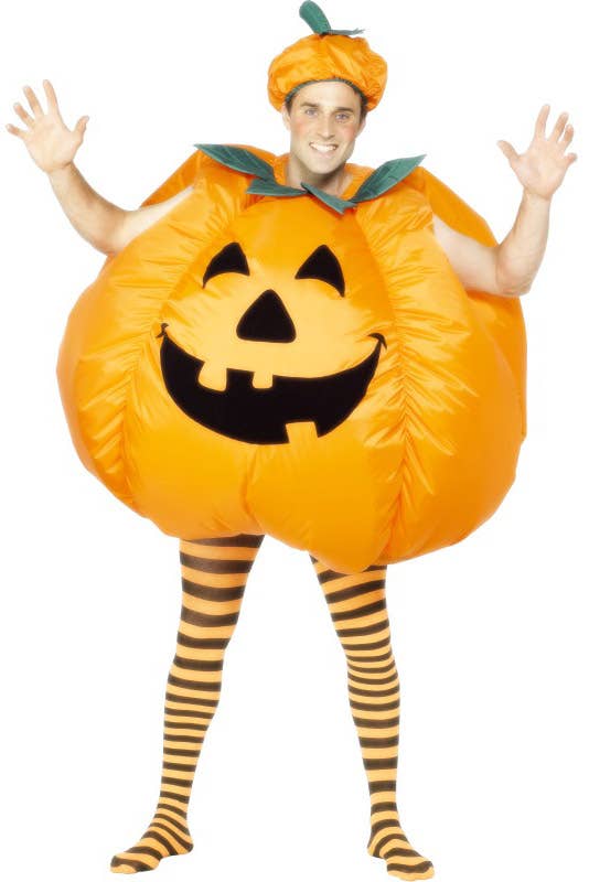 Adult's Inflatable Orange Pumpkin Halloween Costume Main View