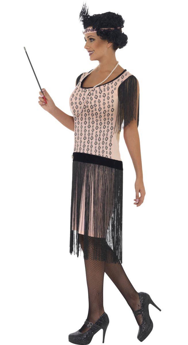 Women's 1920's Gatsby Cream Flapper Fancy Dress - Side View