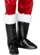 Black Vinyl Santa Claus Boot Covers with White Faux Fur Tops