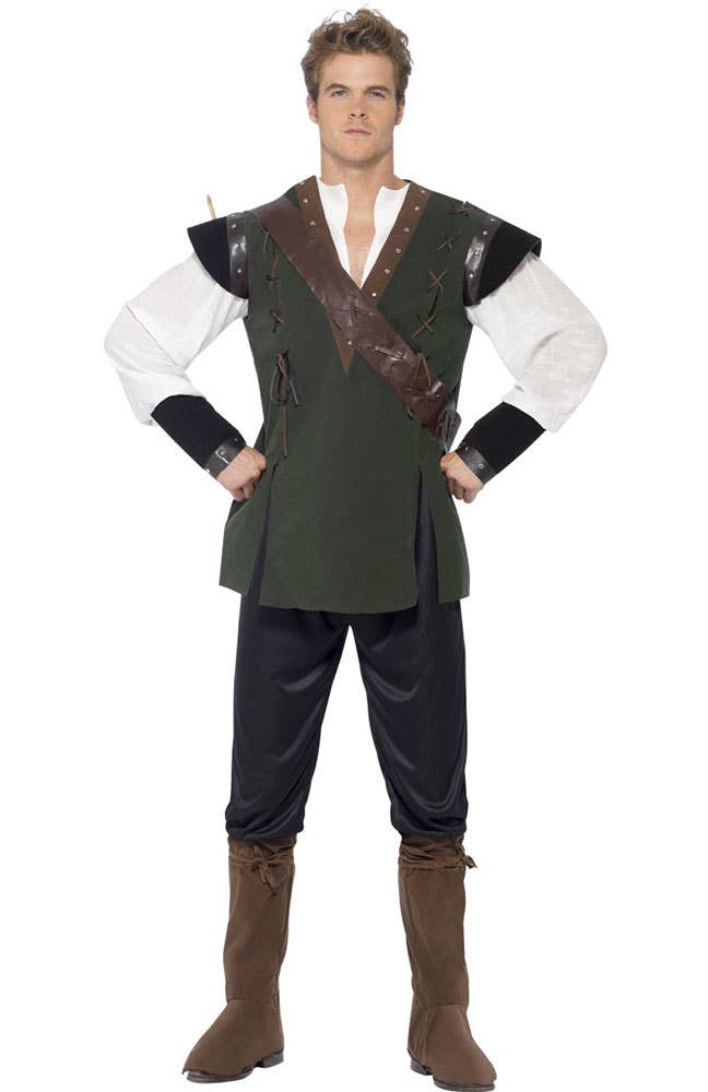 Men's Robin Hood Medieval Fancy Dress Costume Front