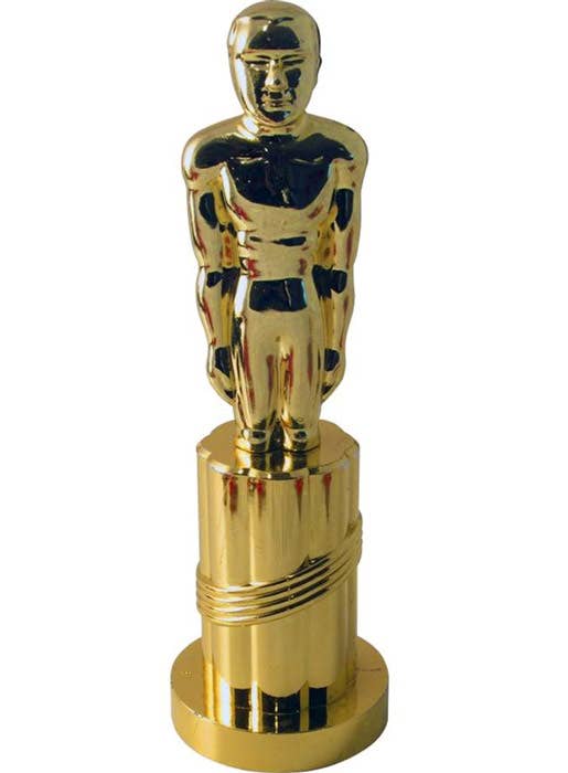 Novelty Gold Plastic Oscars Trophy Costume Accessory