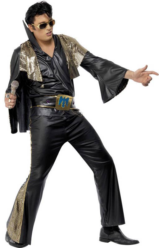 Elvis Presley Men's Black King Of Rock Costume Front