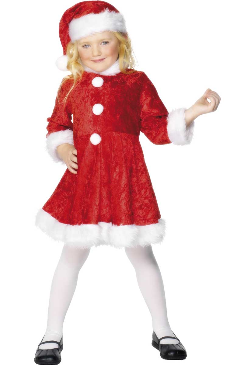 Girls Miss Santa Christmas Fancy Dress Costume