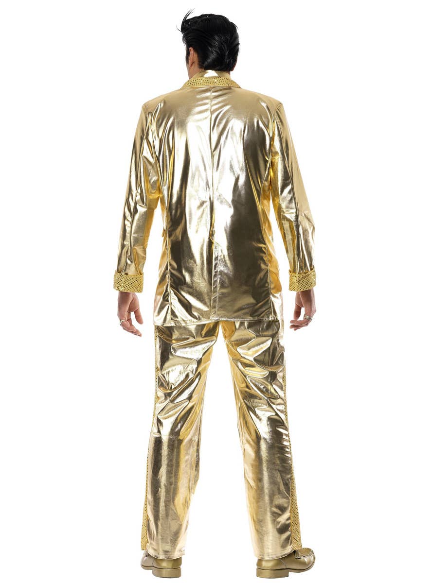 Men's Gold Elvis Presley Costume Suit Back Image