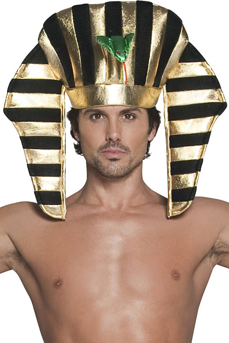 Egyptian Pharaoh Costume Hat | Adults Black and Gold Egyptian Hat