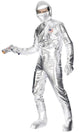 Men's Metallic Silver Spaceman Astronaut Fancy Dress Costume View 1