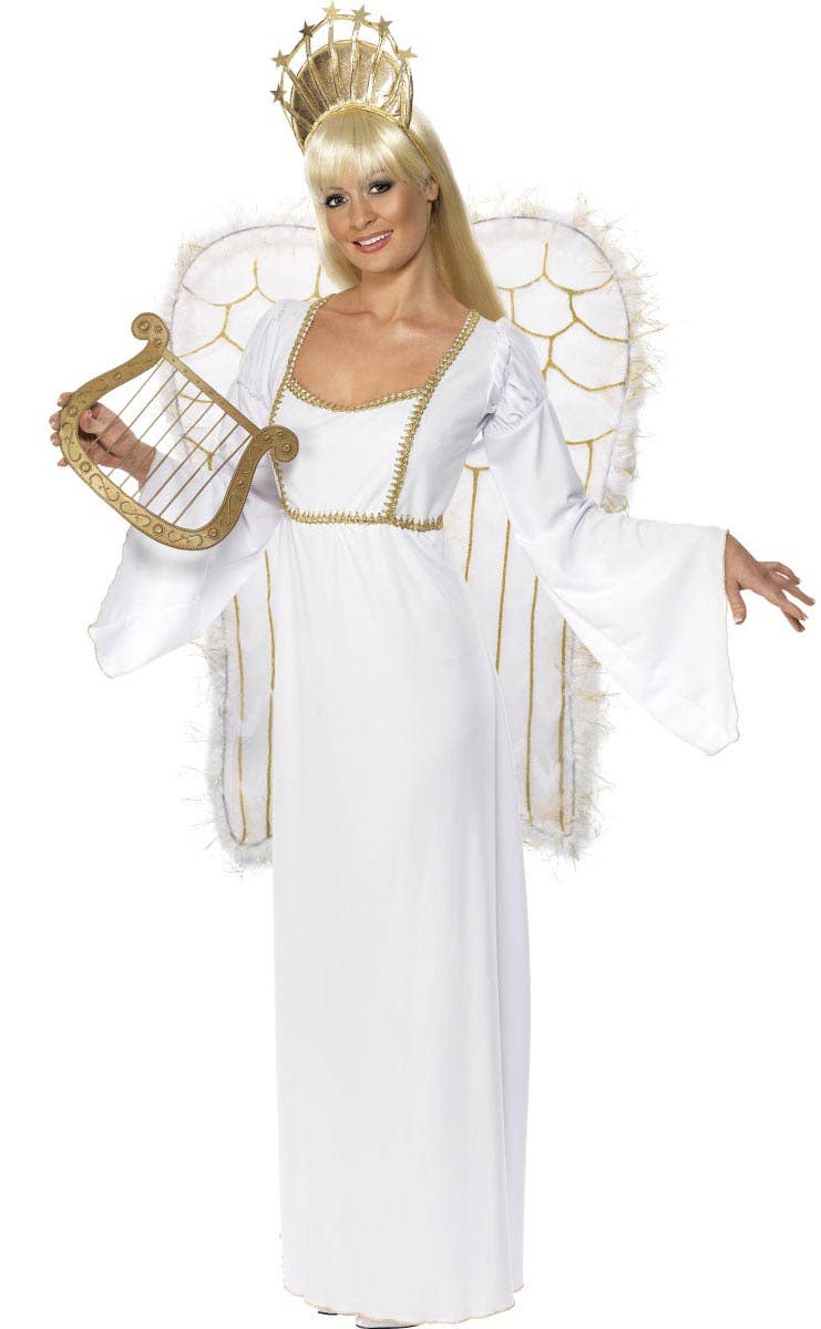 Ethereal White Angel Christmas Costume for Women - Front Image 