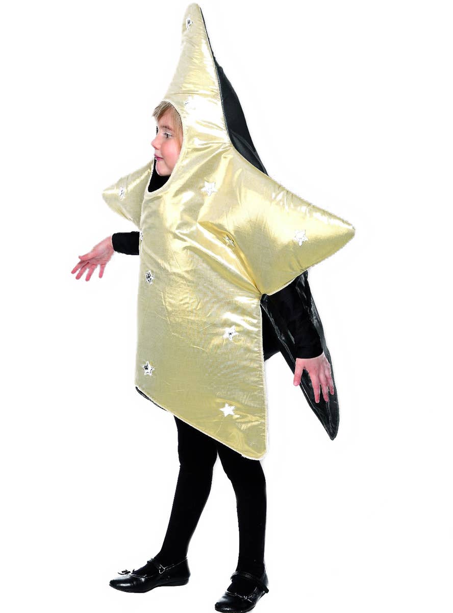 Kids Golden Christmas Star Fancy Dress Costume Side Image