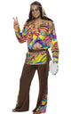 Multicoloured Psychedelic 1970s Hippie Man Costume - Front Image