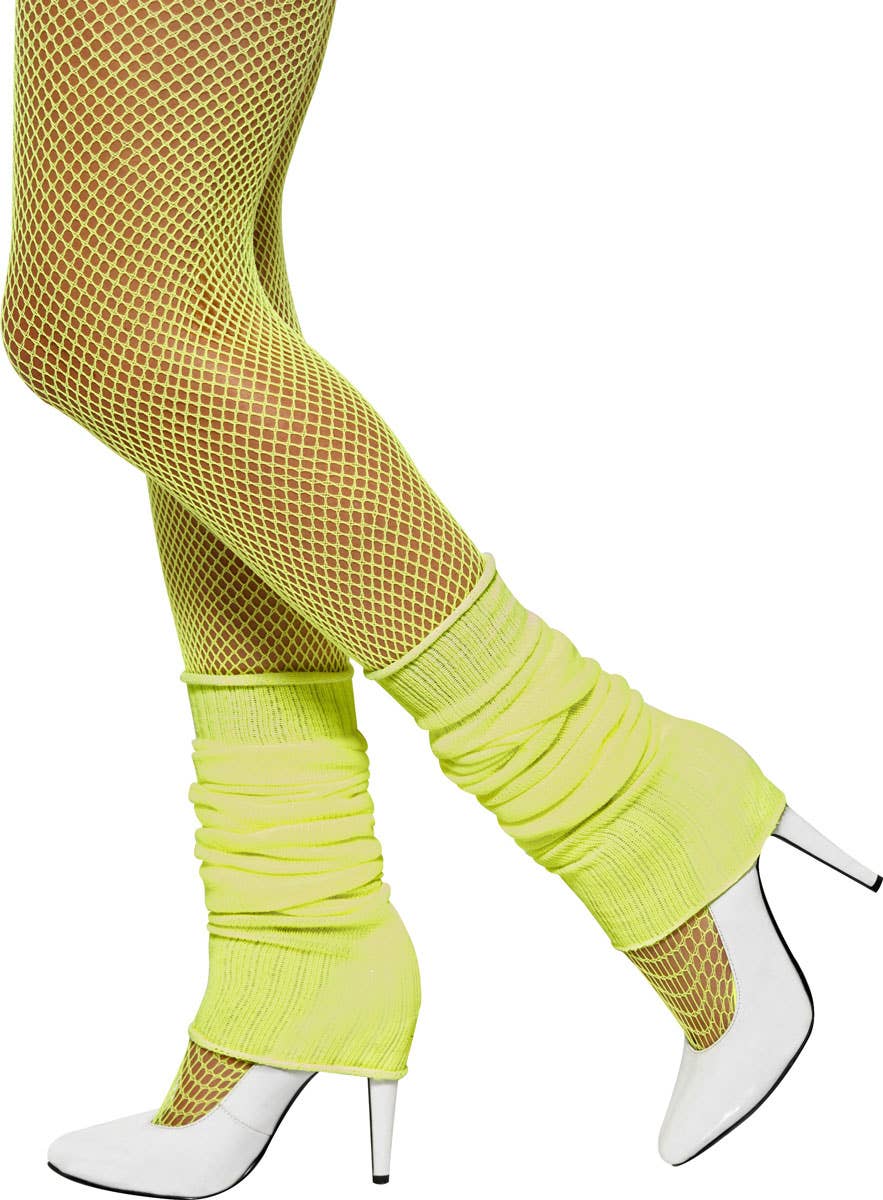 Women's 1980's Neon Yellow Costume Leg Warmers