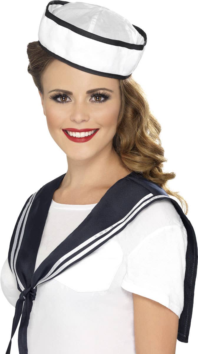 Navy sailor women's hat and bib costume set