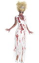 Women's Bloody High School Prom Queen Zombie Halloween Costume Front View