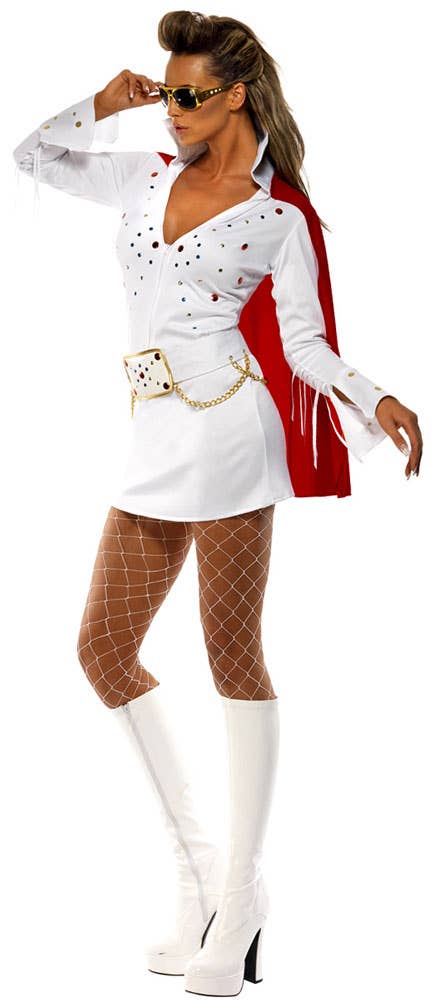 Retro Women's Rock Star Elvis Dress Up Costume Side View