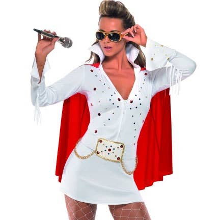 Womens Sexy White Elvis Costume Dress | Womens Elvis Presley Costume Womens Sexy White Elvis Costume Dress | Womens Elvis Presley Costume