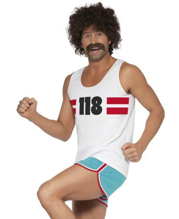 Retro Marathon Man 1980s Runner Men's Costume Close View