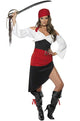 Sassy Black, Red and White Pirate Wench Costume for Women - Front Image