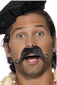 Novelty Stick On Curled Black Frenchman Costume Moustache