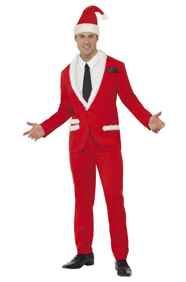 Men's Cool Santa Red Suit Christmas Costume Front