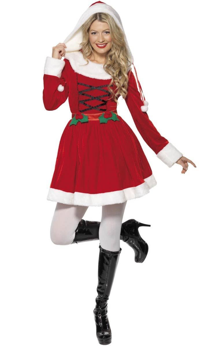 Miss Santa Women's Festive Christmas Fancy Dress Costume Front Image