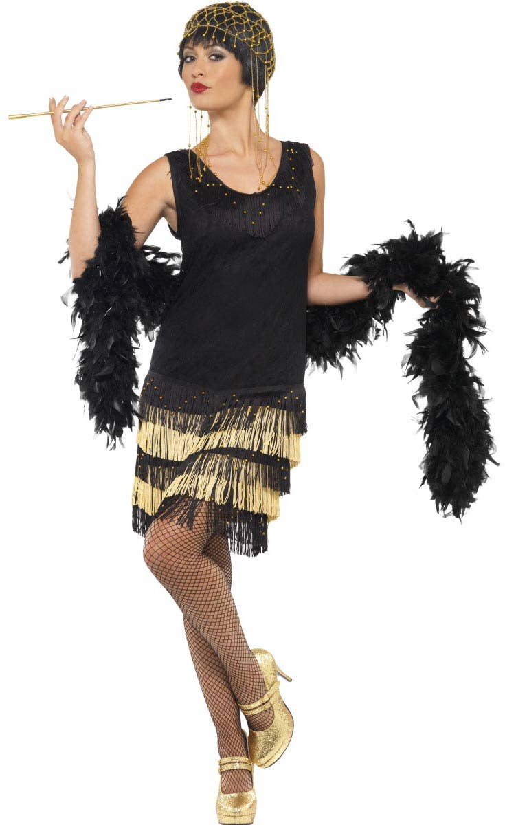 1920s Gatsby Dress for Women in Black and Gold - Image 1