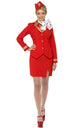 Women's Red Air Hostess Flight Attendant Fancy Dress Costume Front View